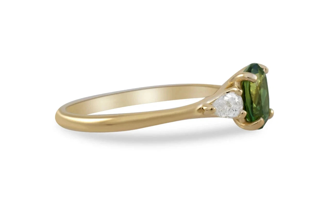 Vine Green Sapphire Engagement Ring - 14k Gold