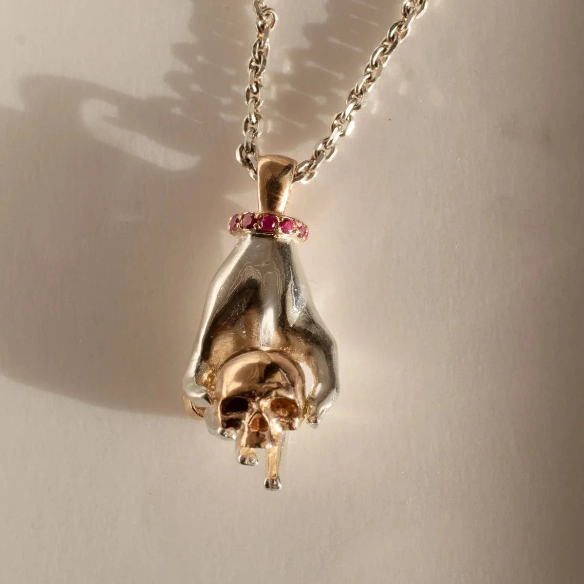 To Be Or Not To Be Necklace – Sterling Silver, 14k Gold & Rubies