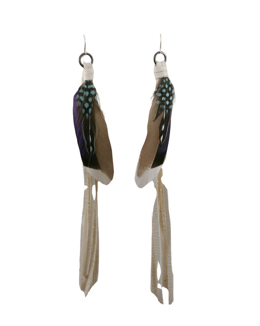 Feather Duster Earrings Ivory & Black