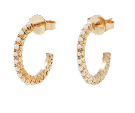 French Cut Pearl Hoops