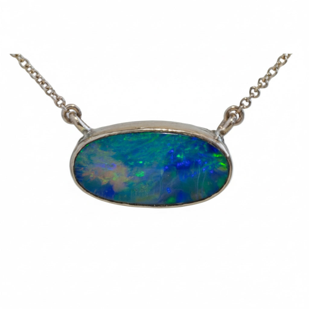 Australian Ridge Opal Necklace – 14k Gold & Sterling Silver Pendant