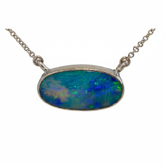 Australian Ridge Opal Necklace – 14k Gold & Sterling Silver Pendant