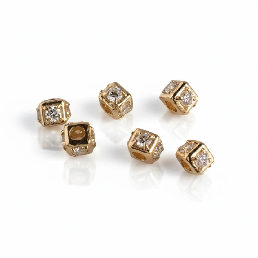 Diamond Cube Slider Necklace – 14k Gold