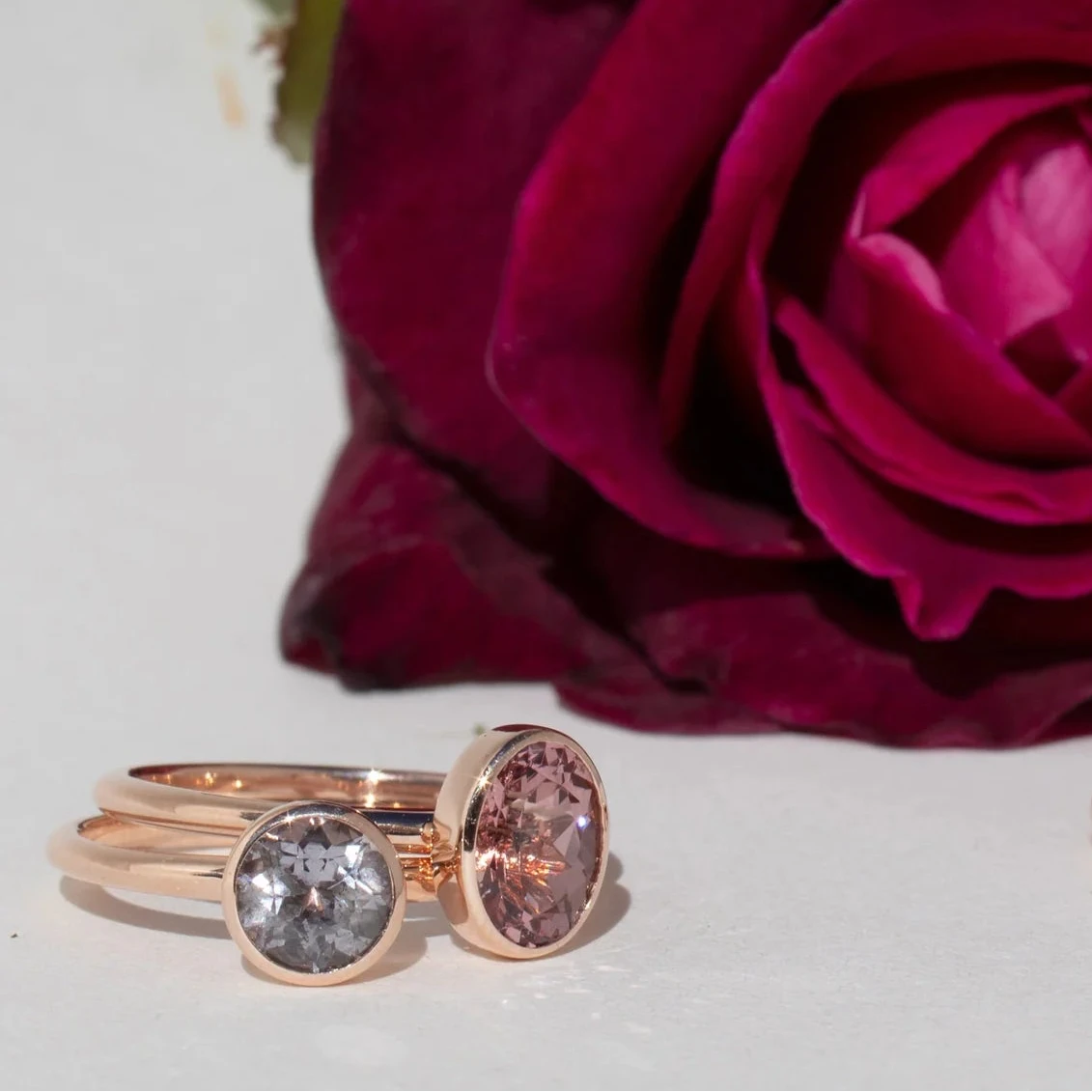 Mahenge Garnet Solitaire Ring - 14k Rose Gold