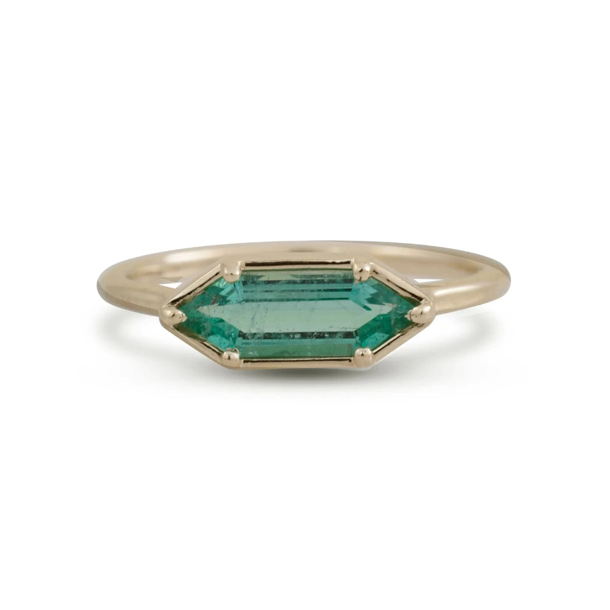 Emerald Hexagon-Cut Ring – 14k Gold