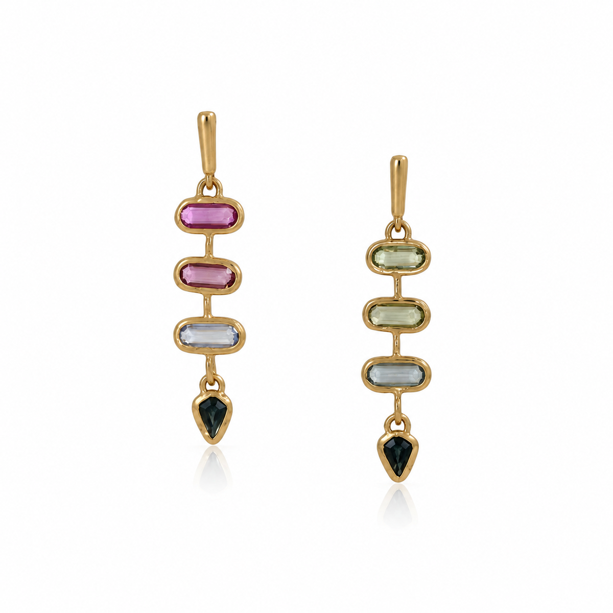Gem Spine Multicolor Sapphire Earrings