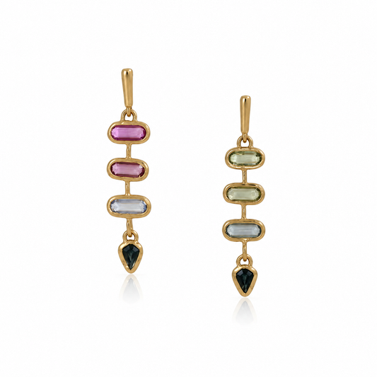 Gem Spine Multicolor Sapphire Earrings