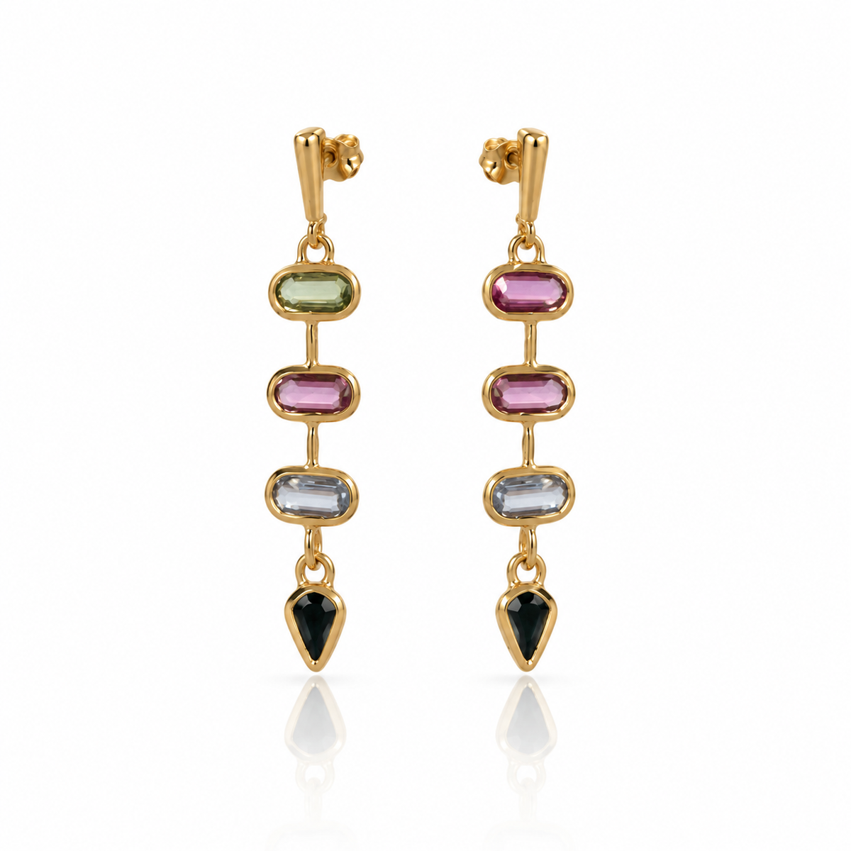 Gem Spine Multicolor Sapphire Earrings