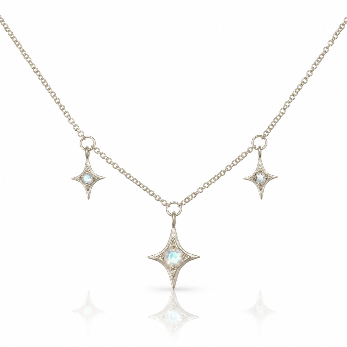 Moonstone Trio Necklace - Sterling Silver
