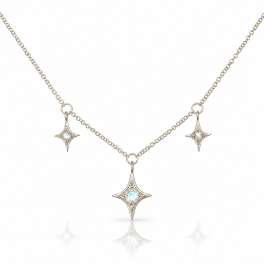 Moonstone Trio Necklace - Sterling Silver