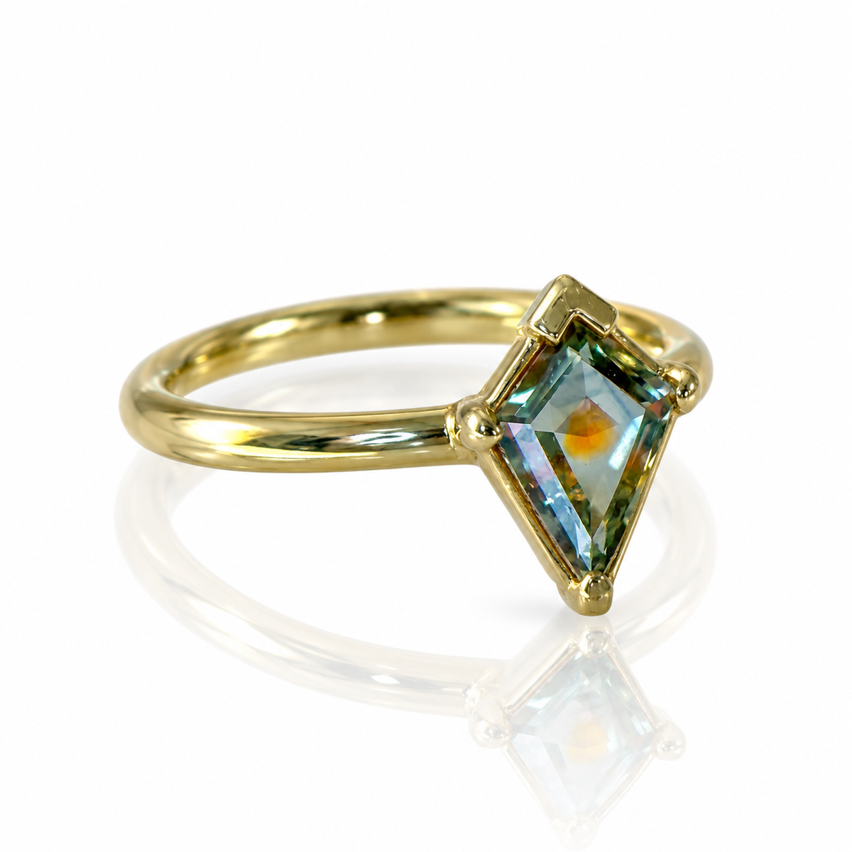 Due North Compass Ring #2 - Bi-Color Montana Sapphire & 14k Gold