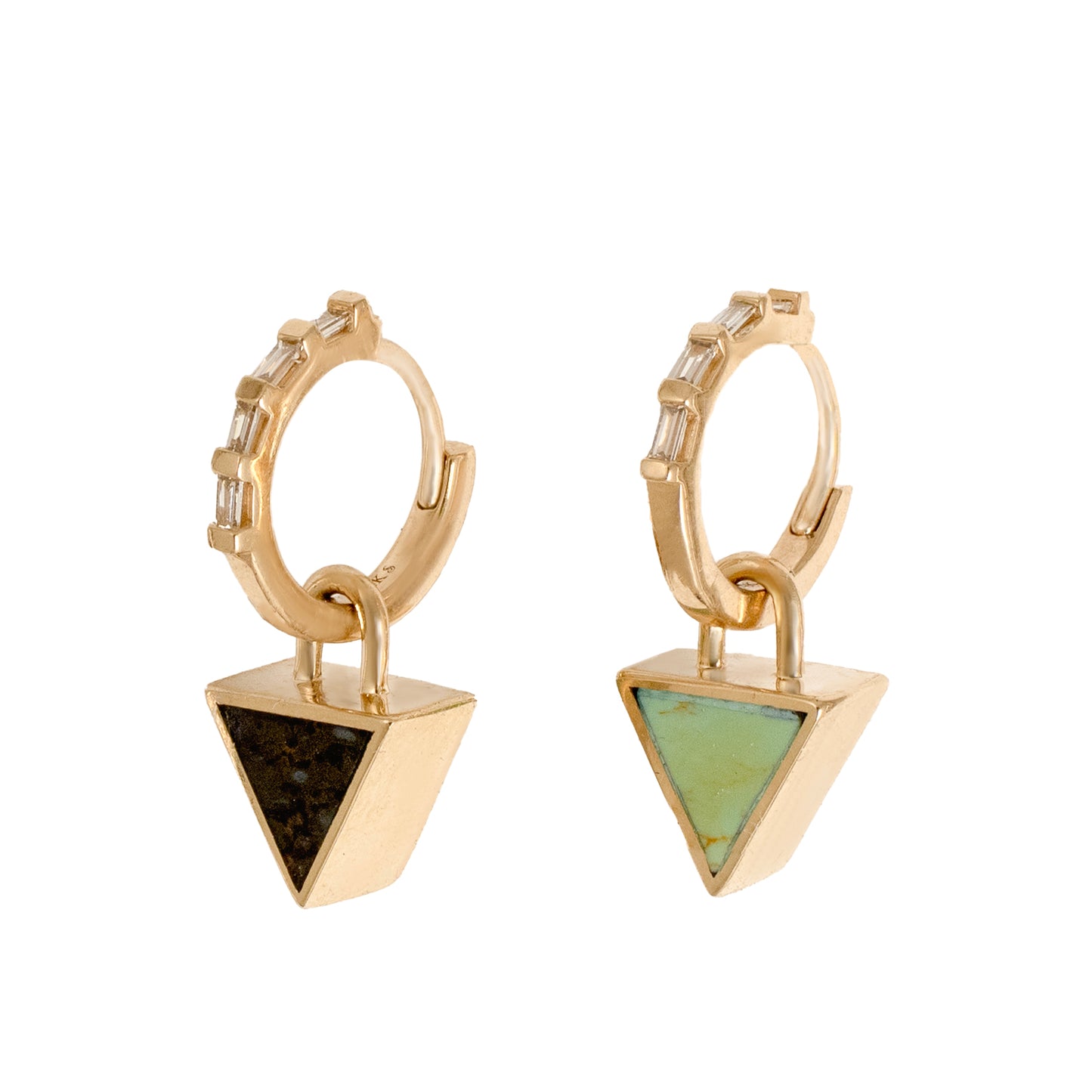 Reversible 3-in-1 Giza Earrings – 14k Gold, Turquoise & Dinosaur Bone Drops