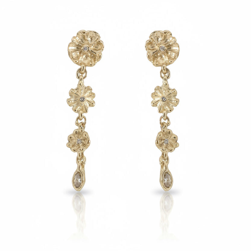 Triple Efflorescent Diamond Earrings