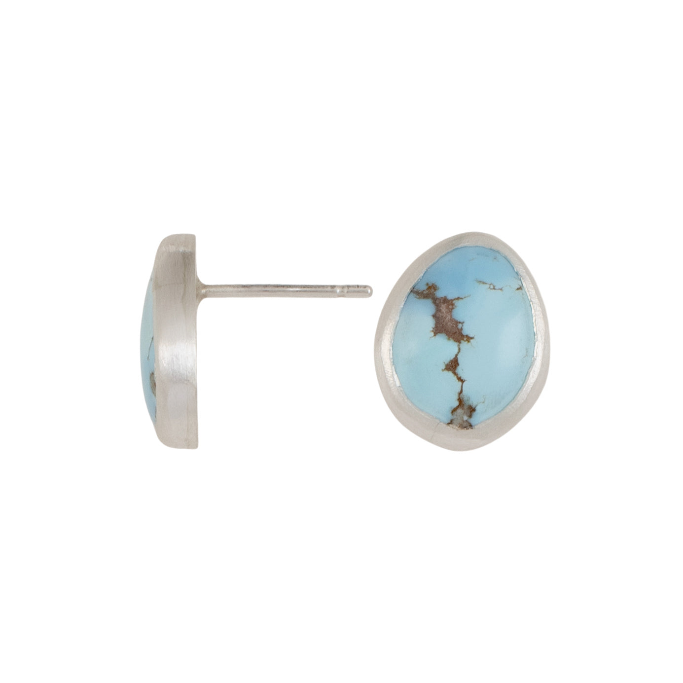 Turquoise stone stud earrings on a white background