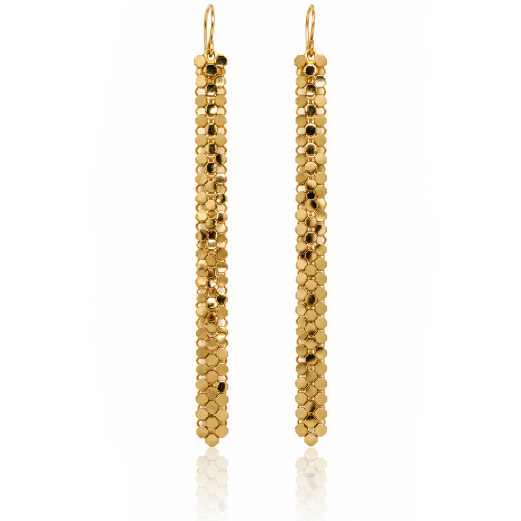 Slim Gold Vintage Mesh Earrings