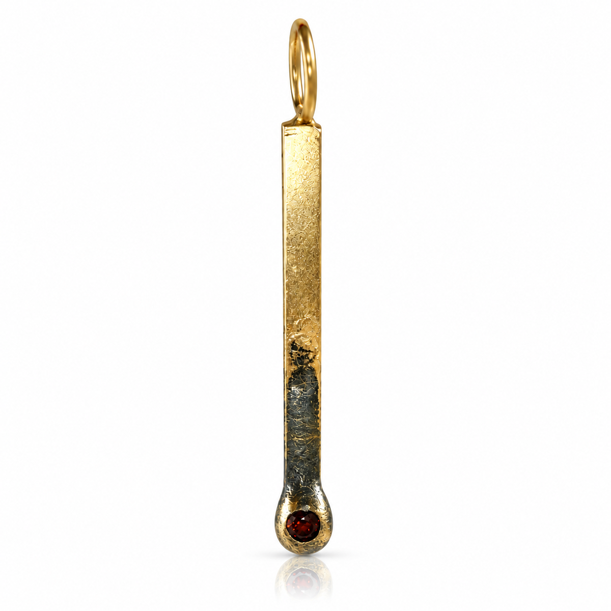 Mini Match Charm 30mm - 14k Gold & Garnet