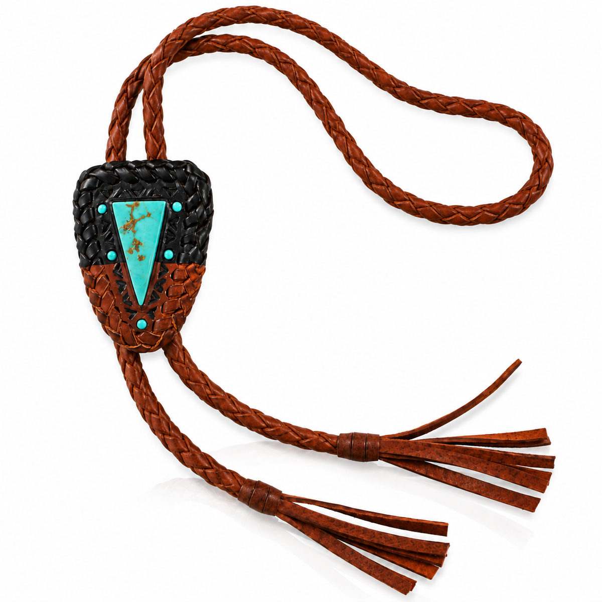 Two Tone Tyrone Turquoise Leather Bolo Tie