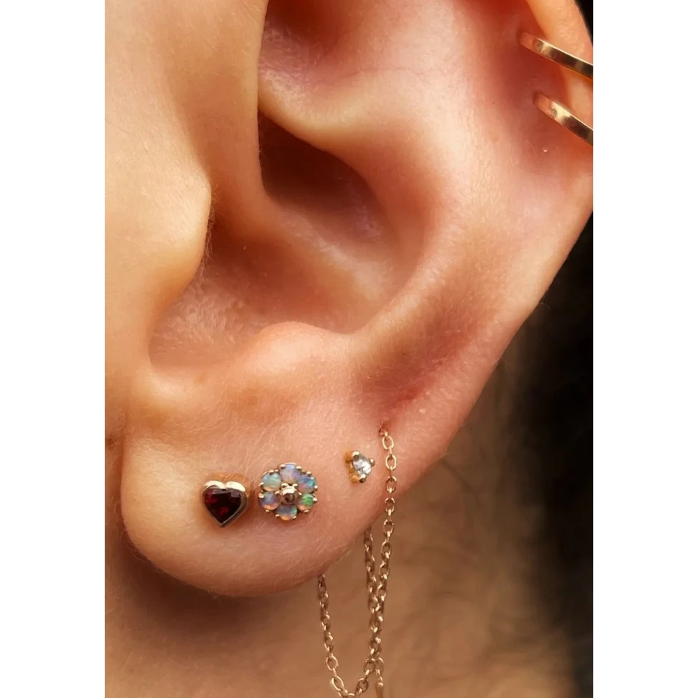 Heart Garnet Studs 14k Gold