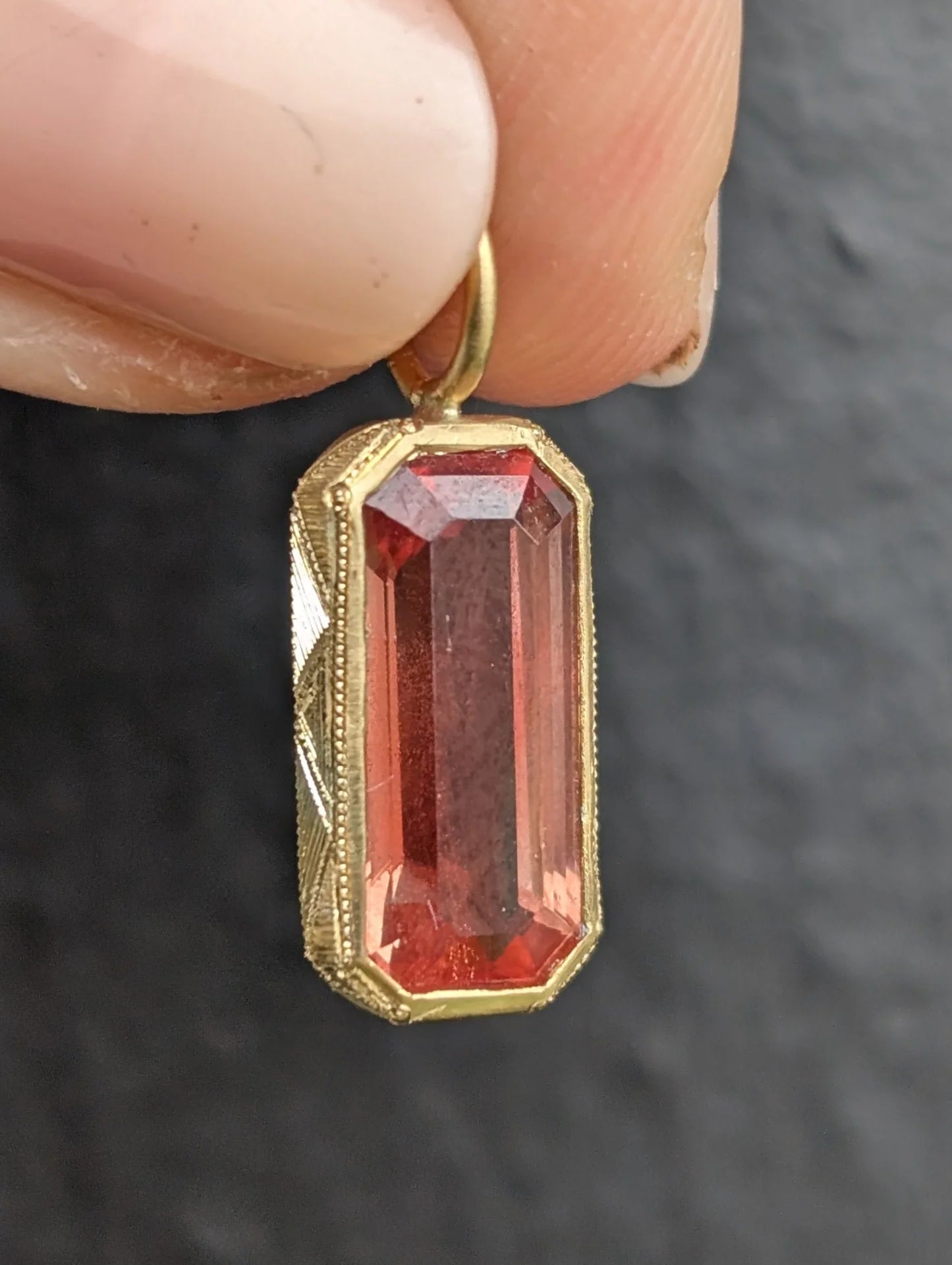 Sunstone Engraved Bezel Pendant