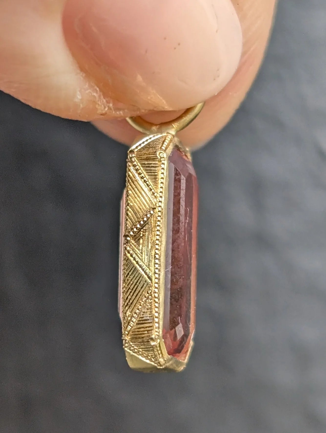 Sunstone Engraved Bezel Pendant