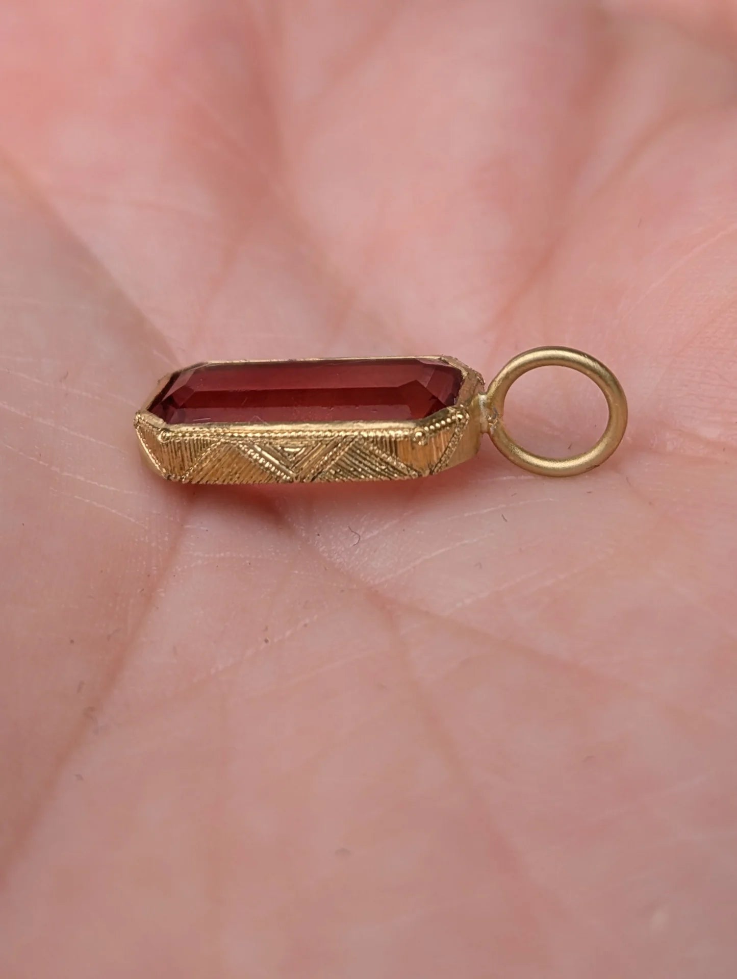 Sunstone Engraved Bezel Pendant