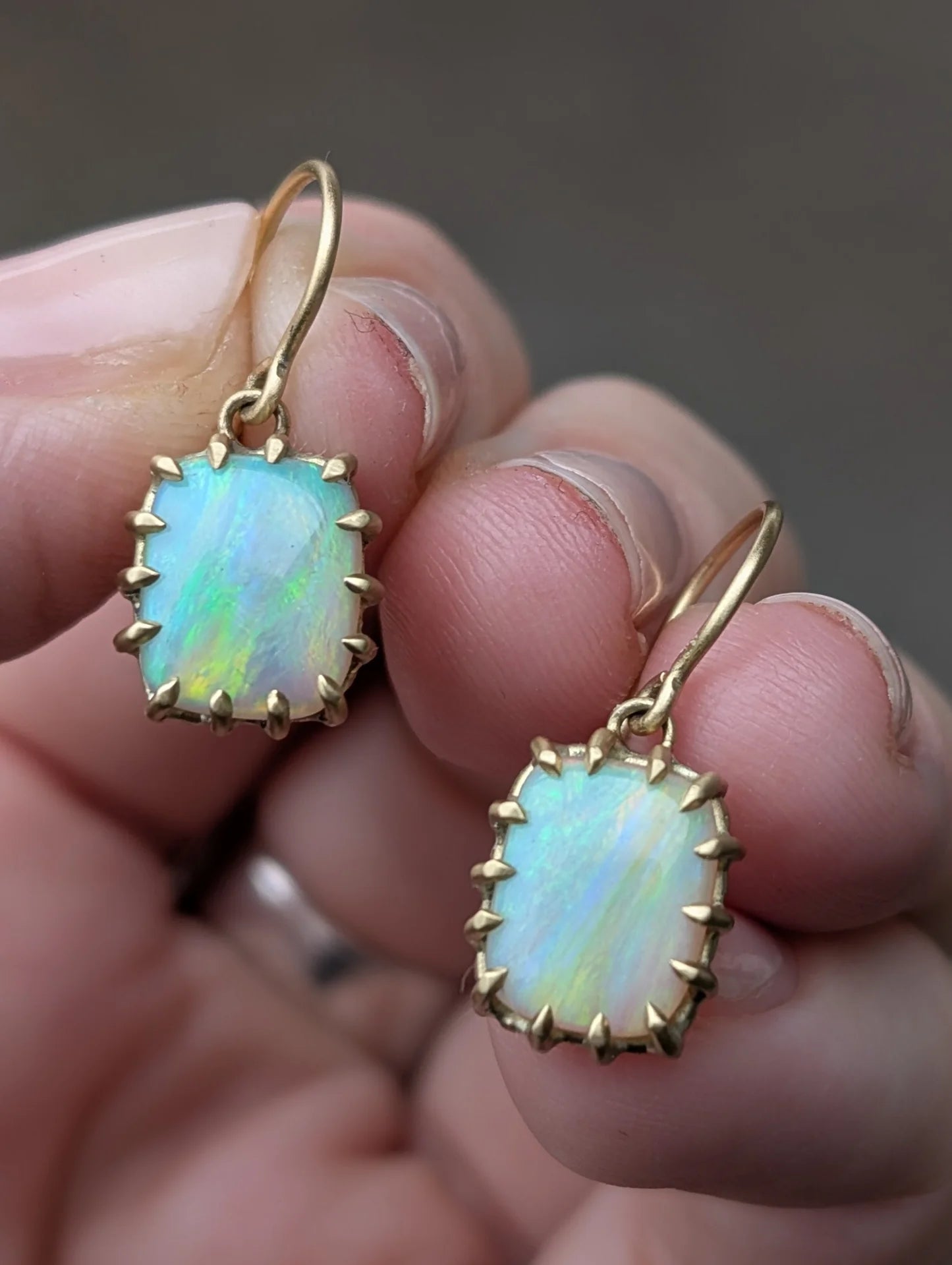 Rectangular Drop Opal Earrings