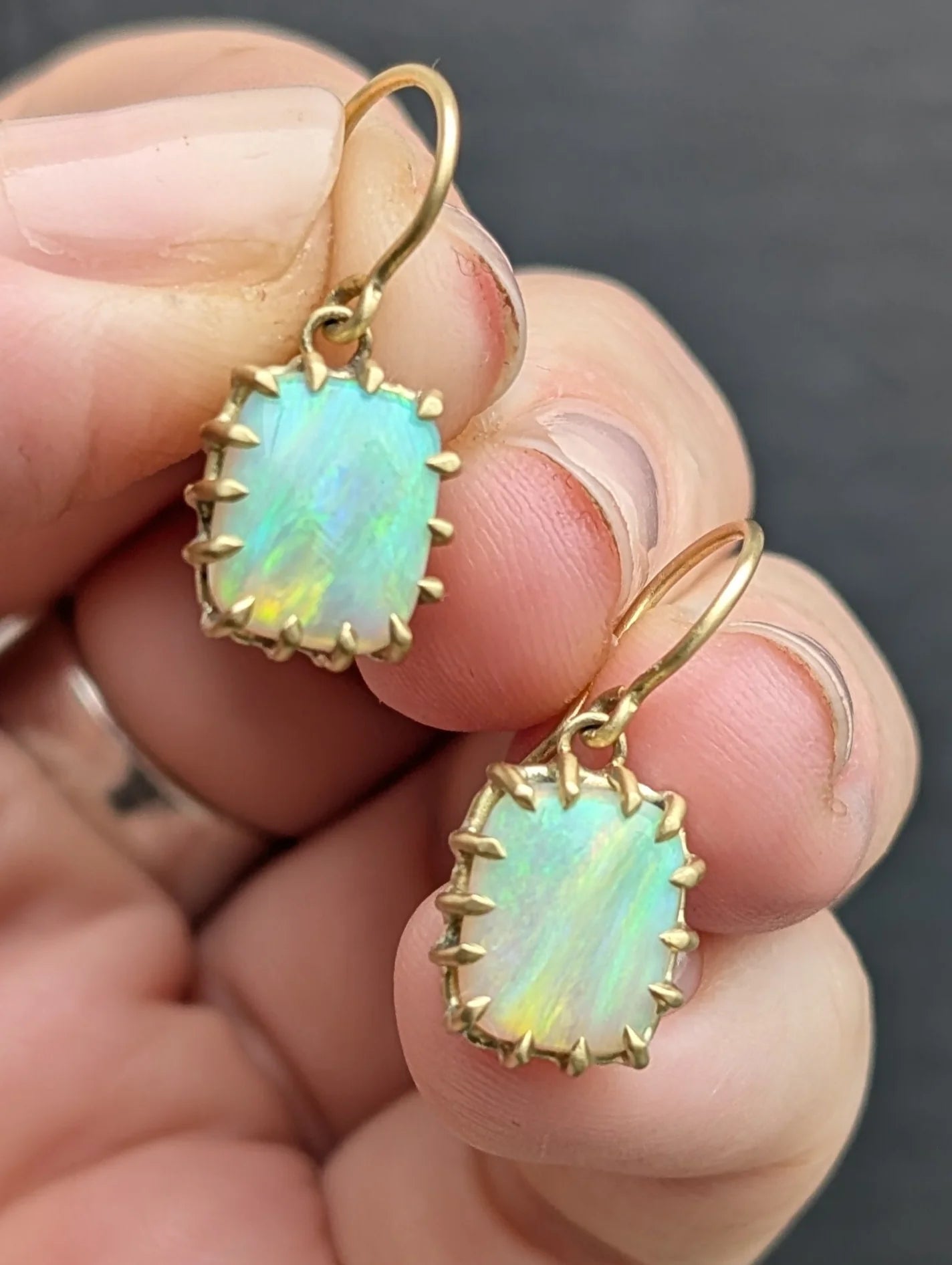 Rectangular Drop Opal Earrings
