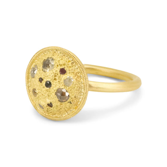 Diamond & Ruby Hollow Form Ring