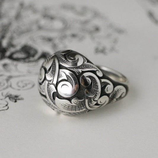 Silver Scroll Bombe Ring