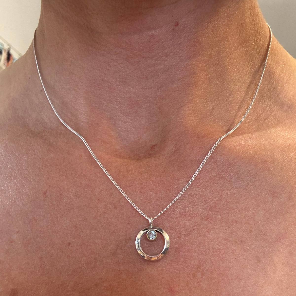 Full Moon Eclipse Aquamarine Pendant