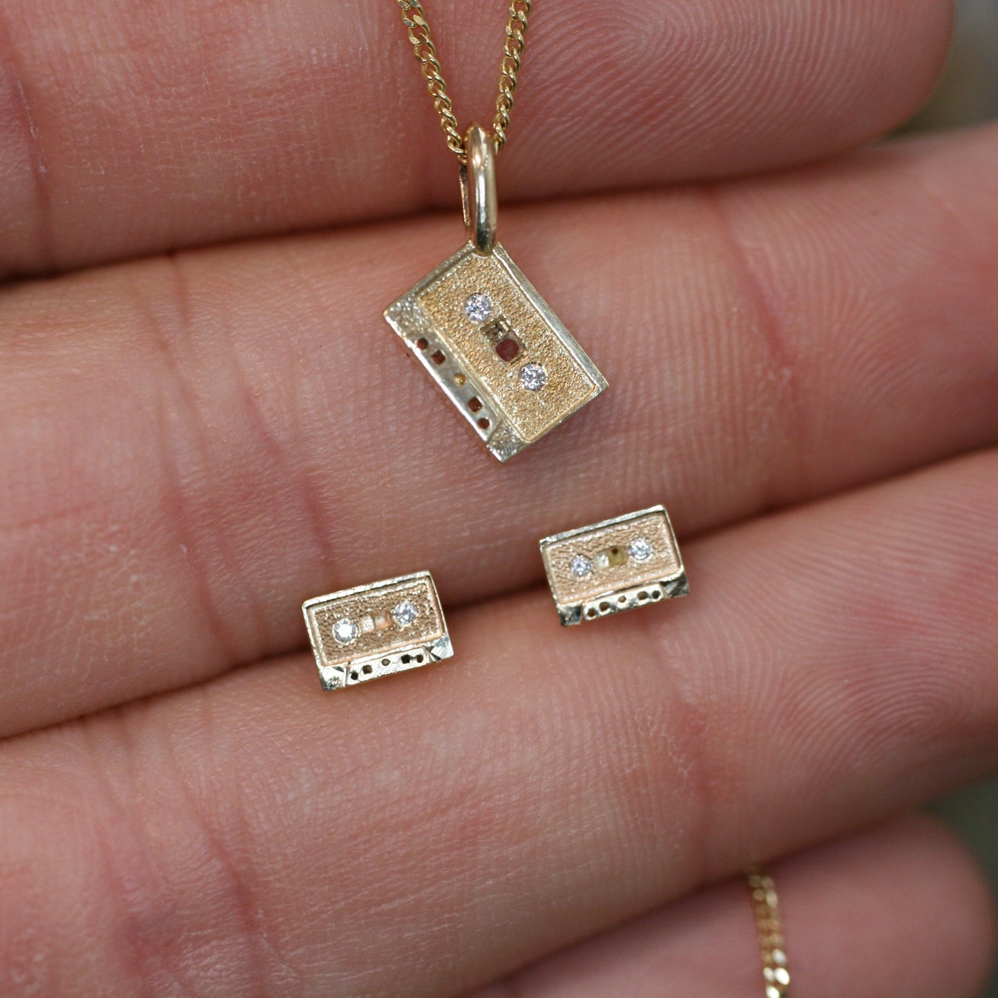 Mini Mixtape Necklace - 14k Yellow Gold with Diamonds