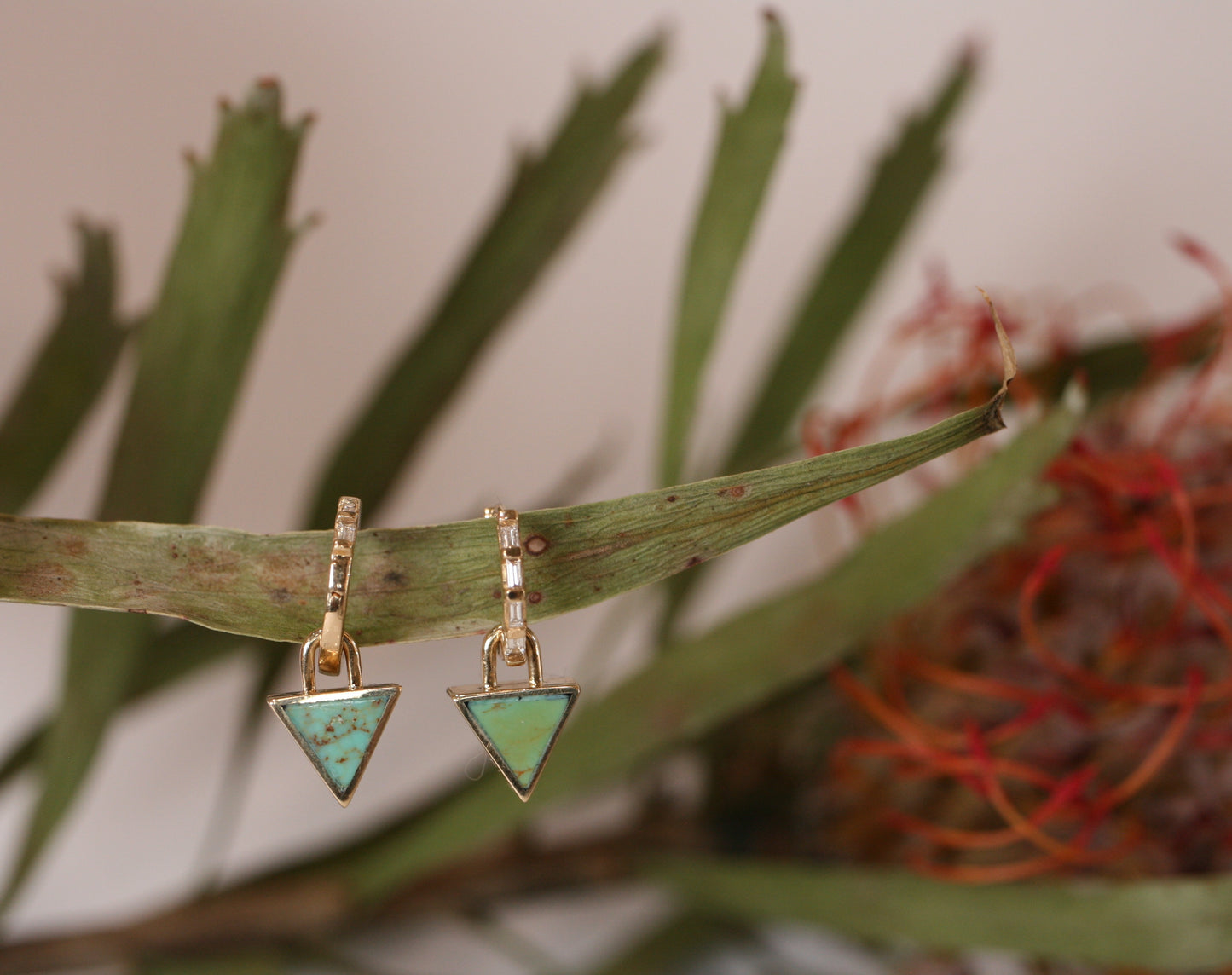 Reversible 3-in-1 Giza Earrings – 14k Gold, Turquoise & Dinosaur Bone Drops
