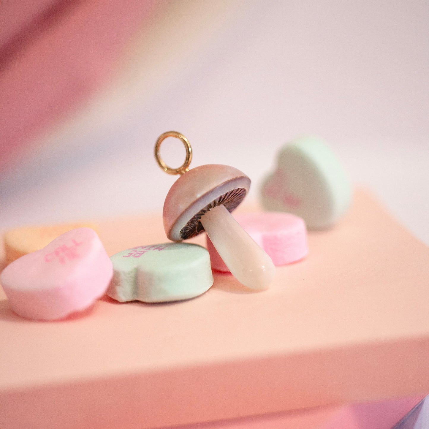 Pink Mabe Pearl Mushroom Charm – 14k Gold Bail