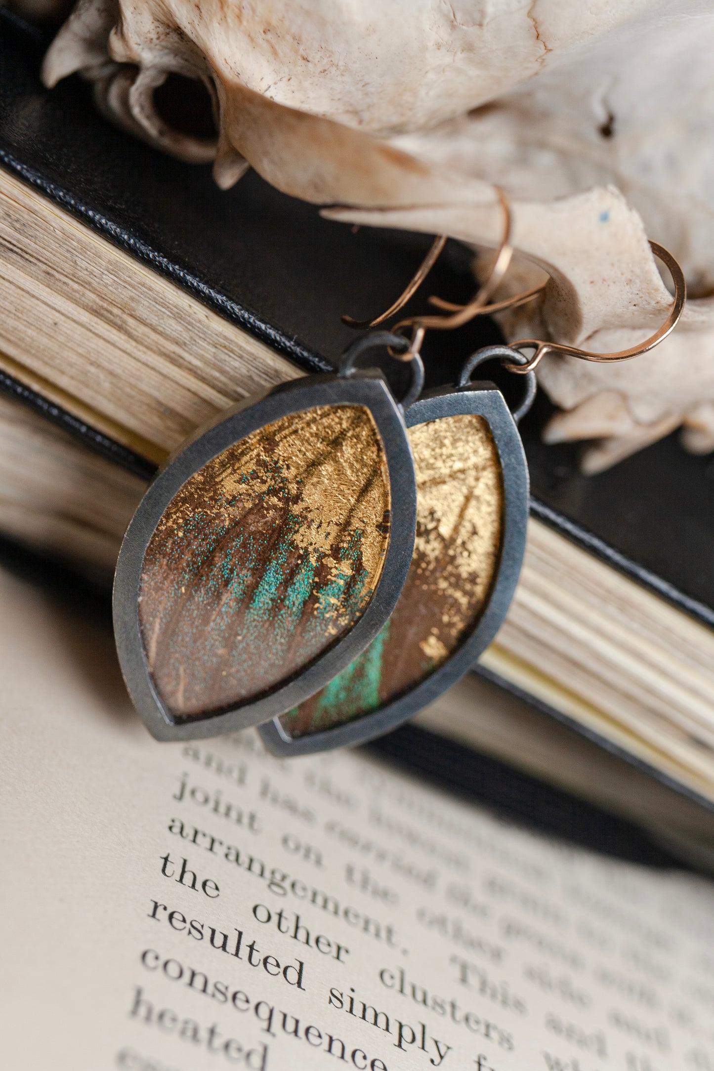 Marquise Encasement Earrings - 14K Gold, Sterling Silver, Real Butterfly Wing