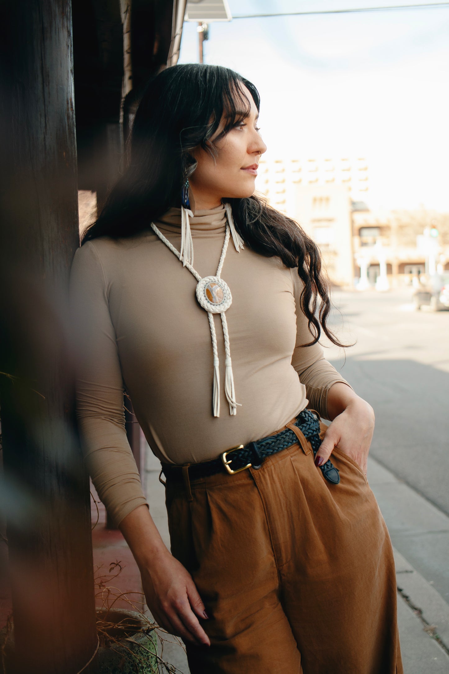 Willow Creek Jasper Bolo Tie - Handcrafted Leather Bolo Tie
