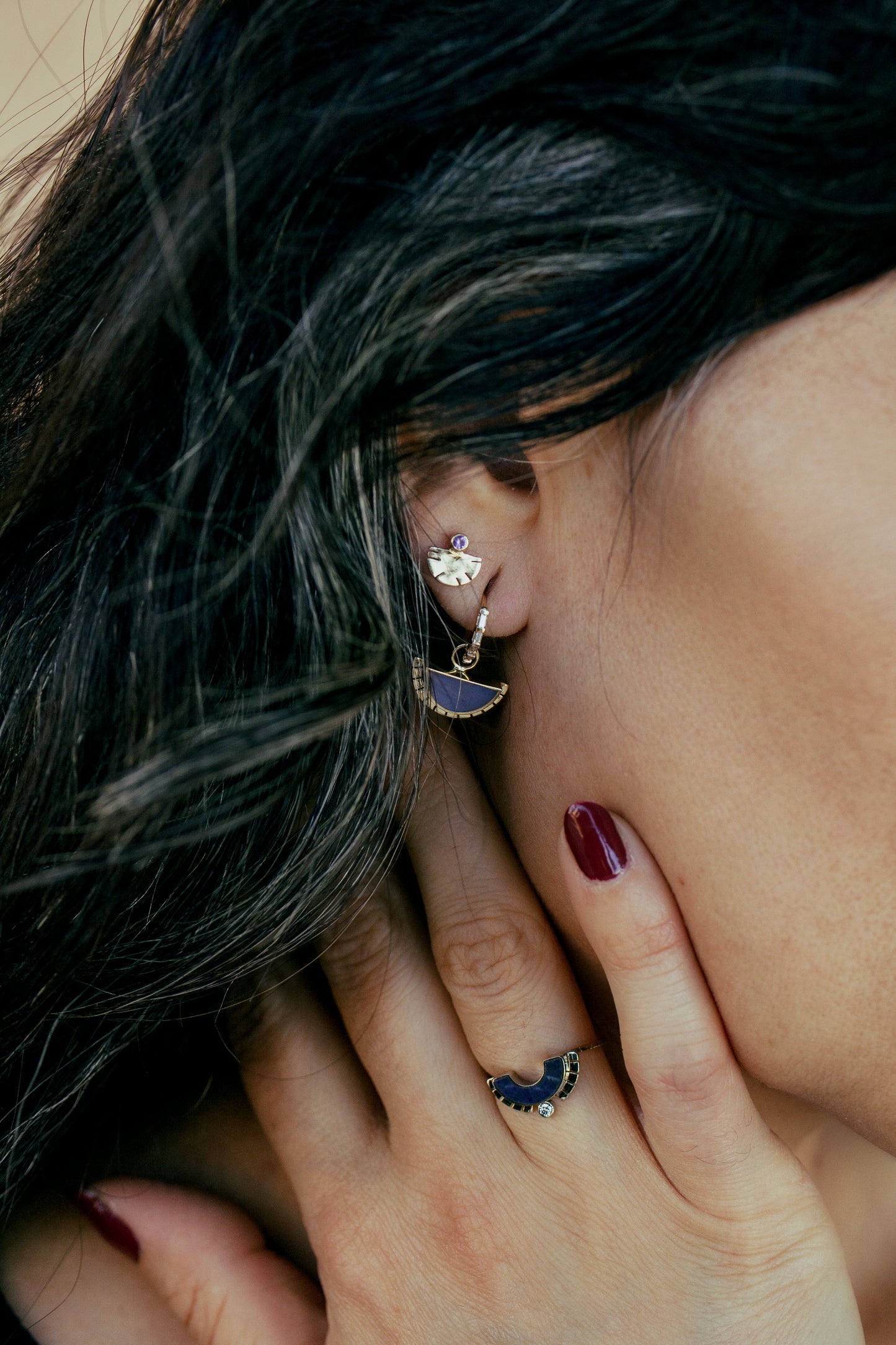 Aquilla Stud Earrings – 14k Gold & Amethyst Gemstone Studs