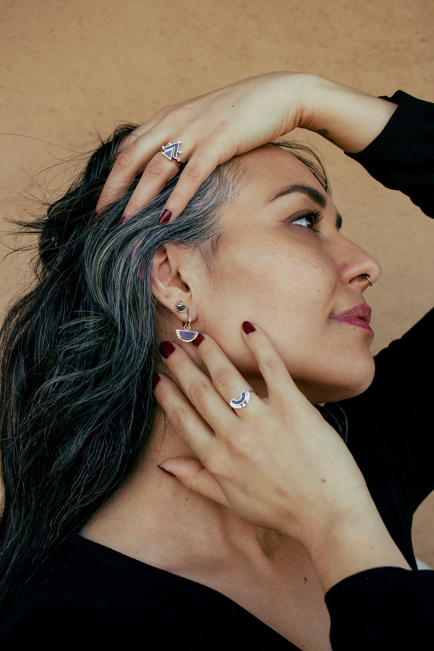 Freya Apex Set – 14k Gold with Burrow Creek Jasper & White Diamonds