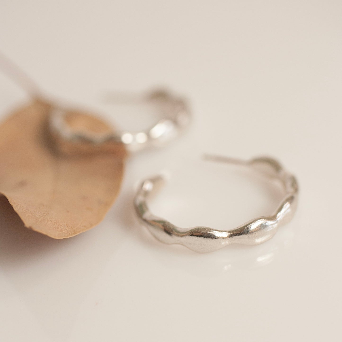 Silver Ripple Hoop Earrings