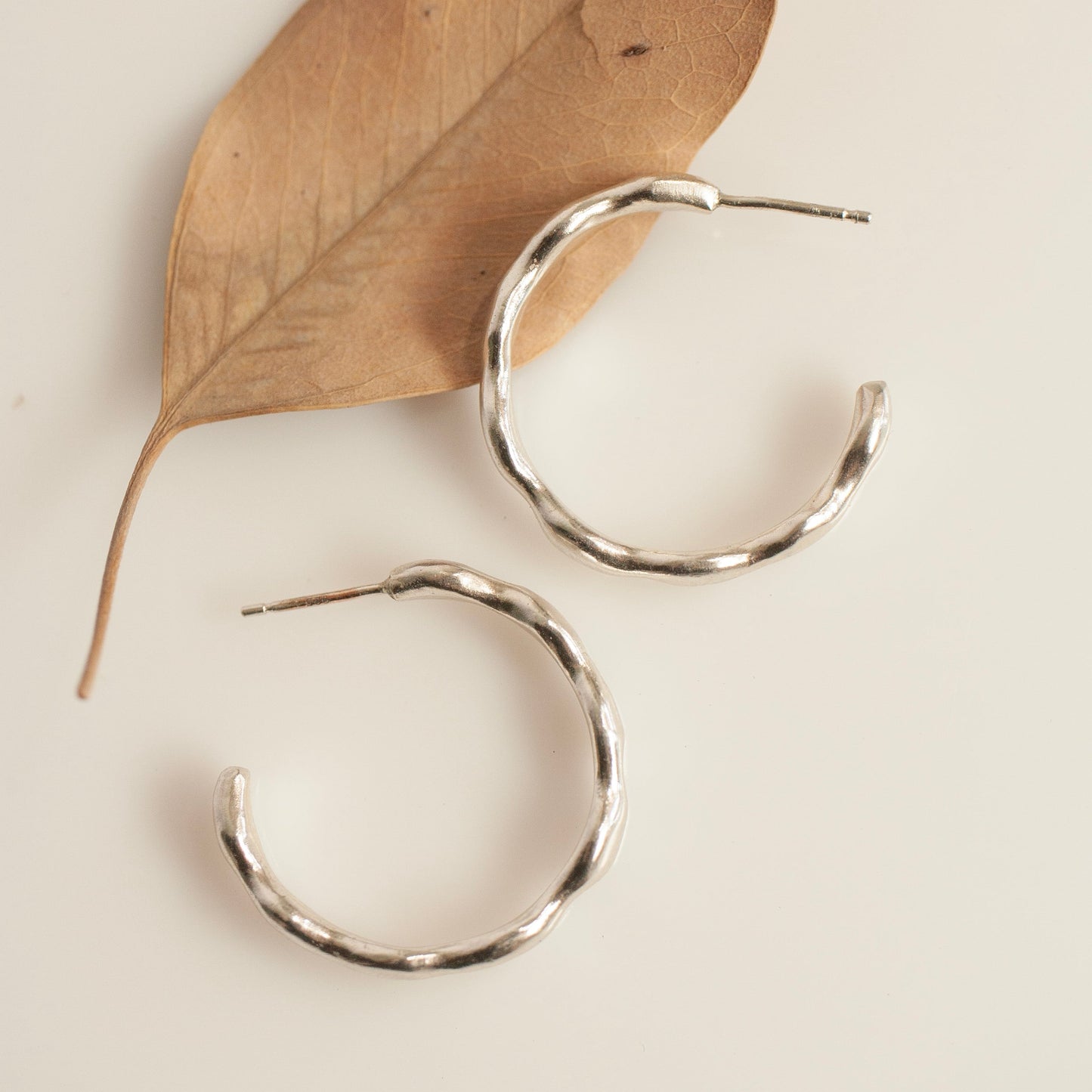 Silver Ripple Hoop Earrings