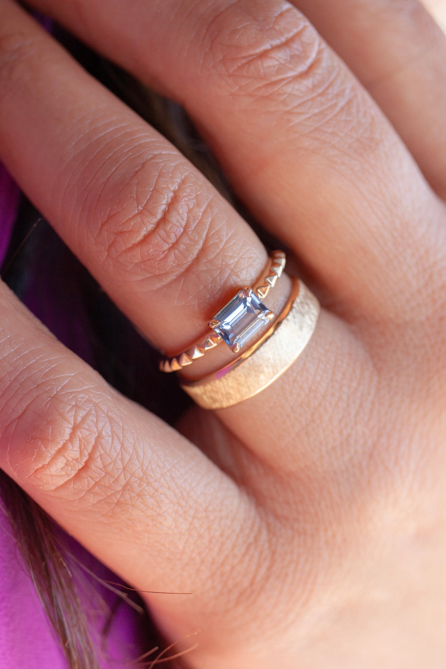 Pyramid Solitaire IV Ring - 14k Gold
