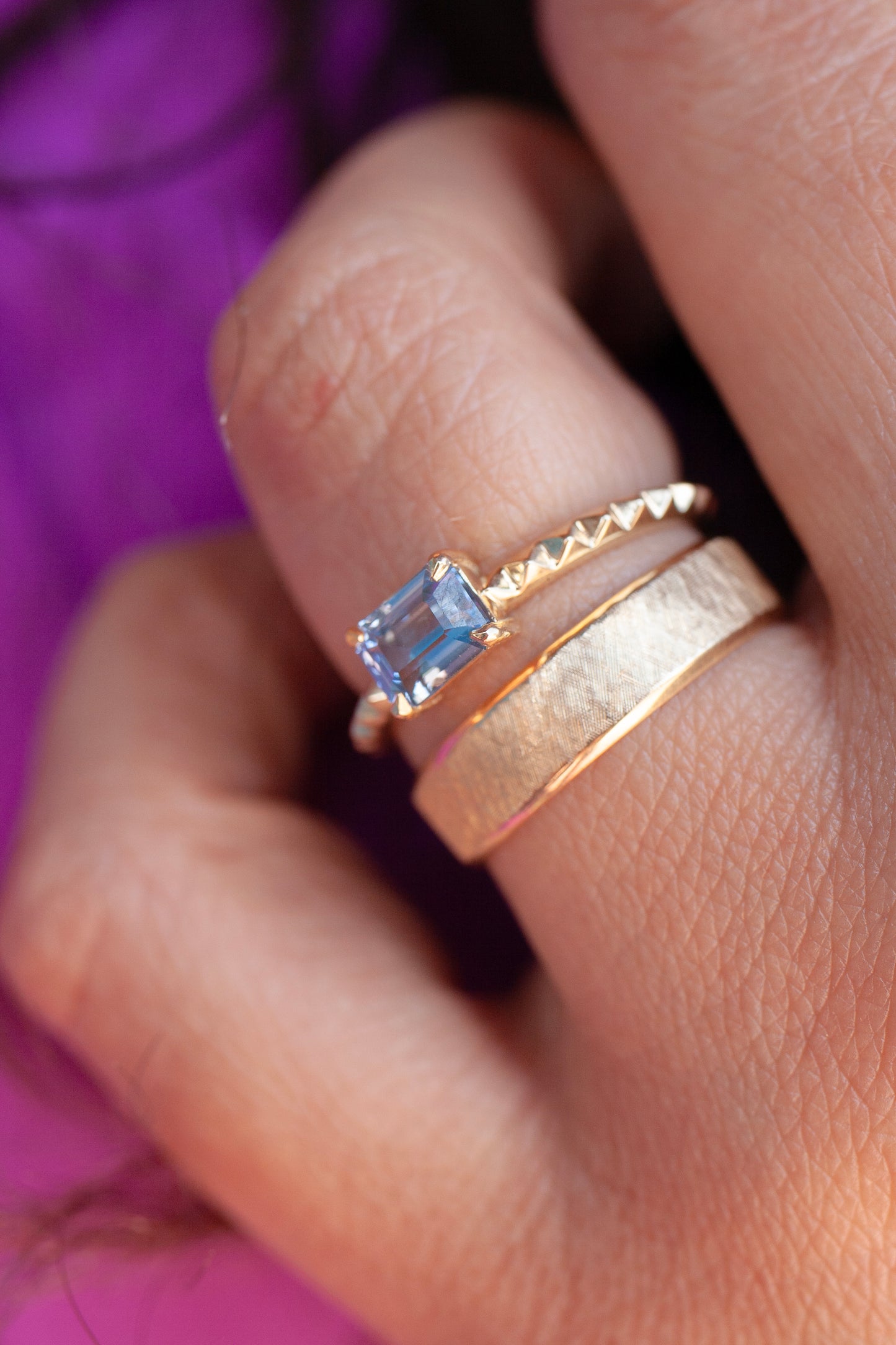 Pyramid Solitaire IV Ring - 14k Gold