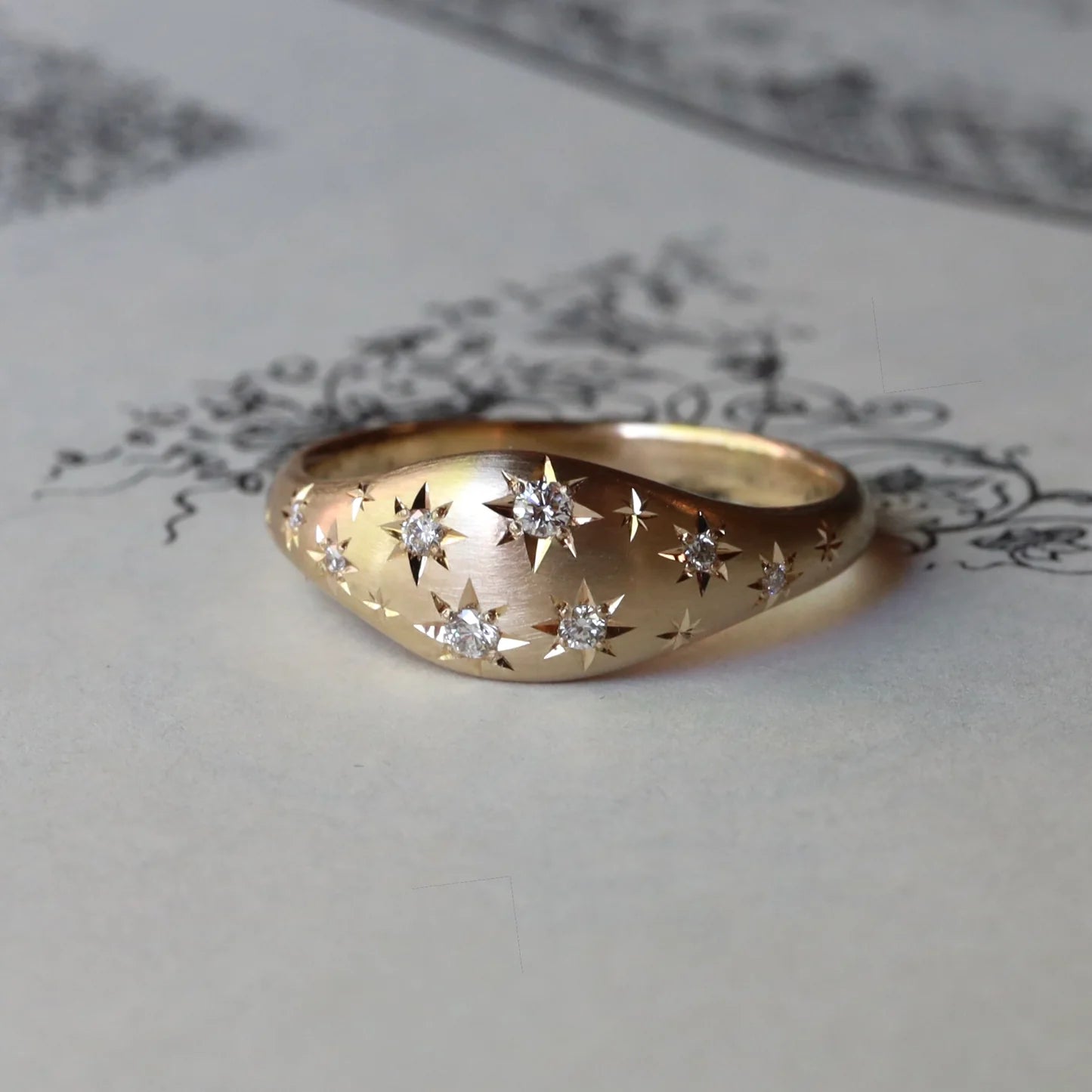 Night Sky Ring - 14K Gold Diamond Ring