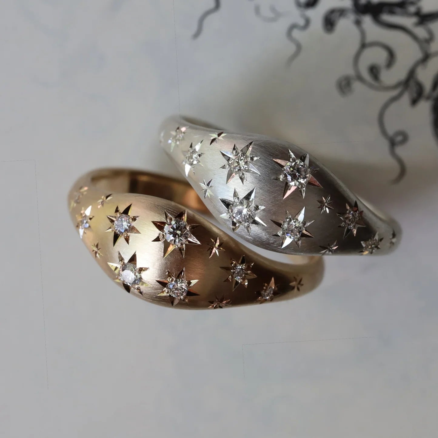 Night Sky Ring - Sterling Silver Diamond Ring