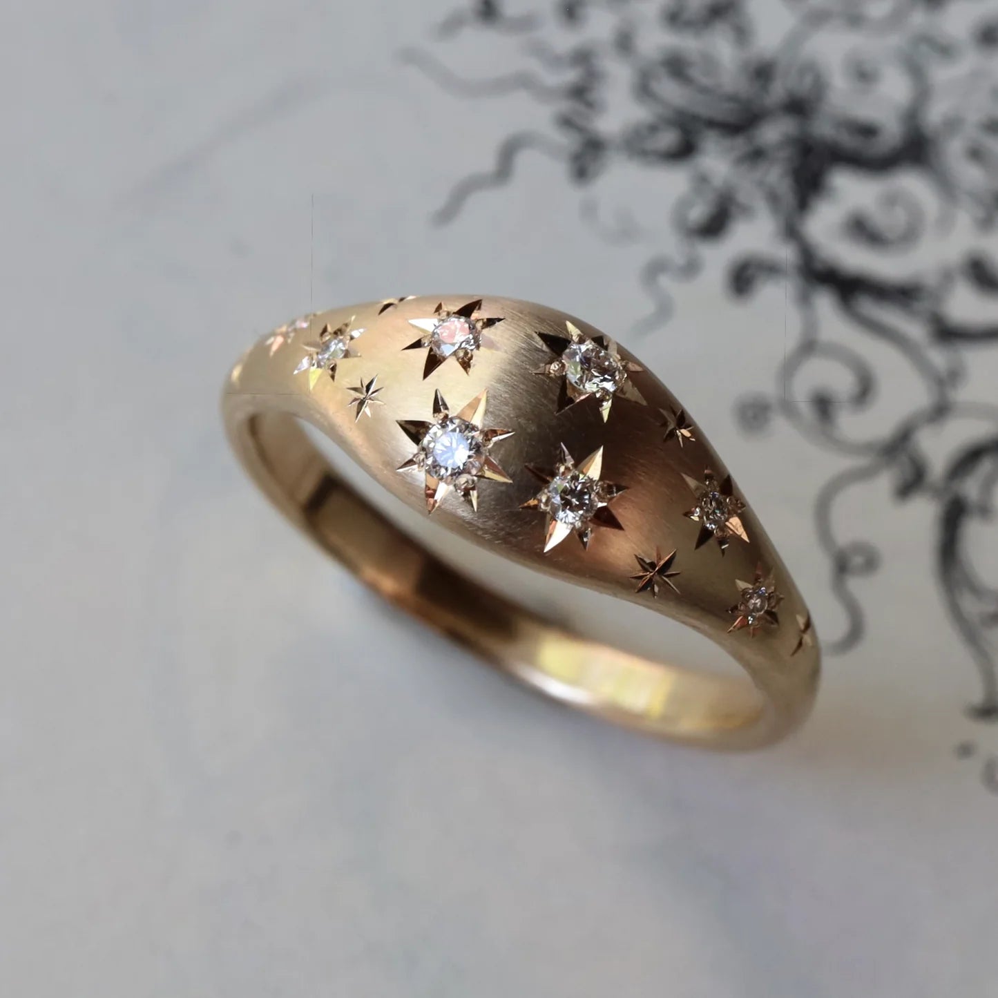 Night Sky Ring - 14K Gold Diamond Ring