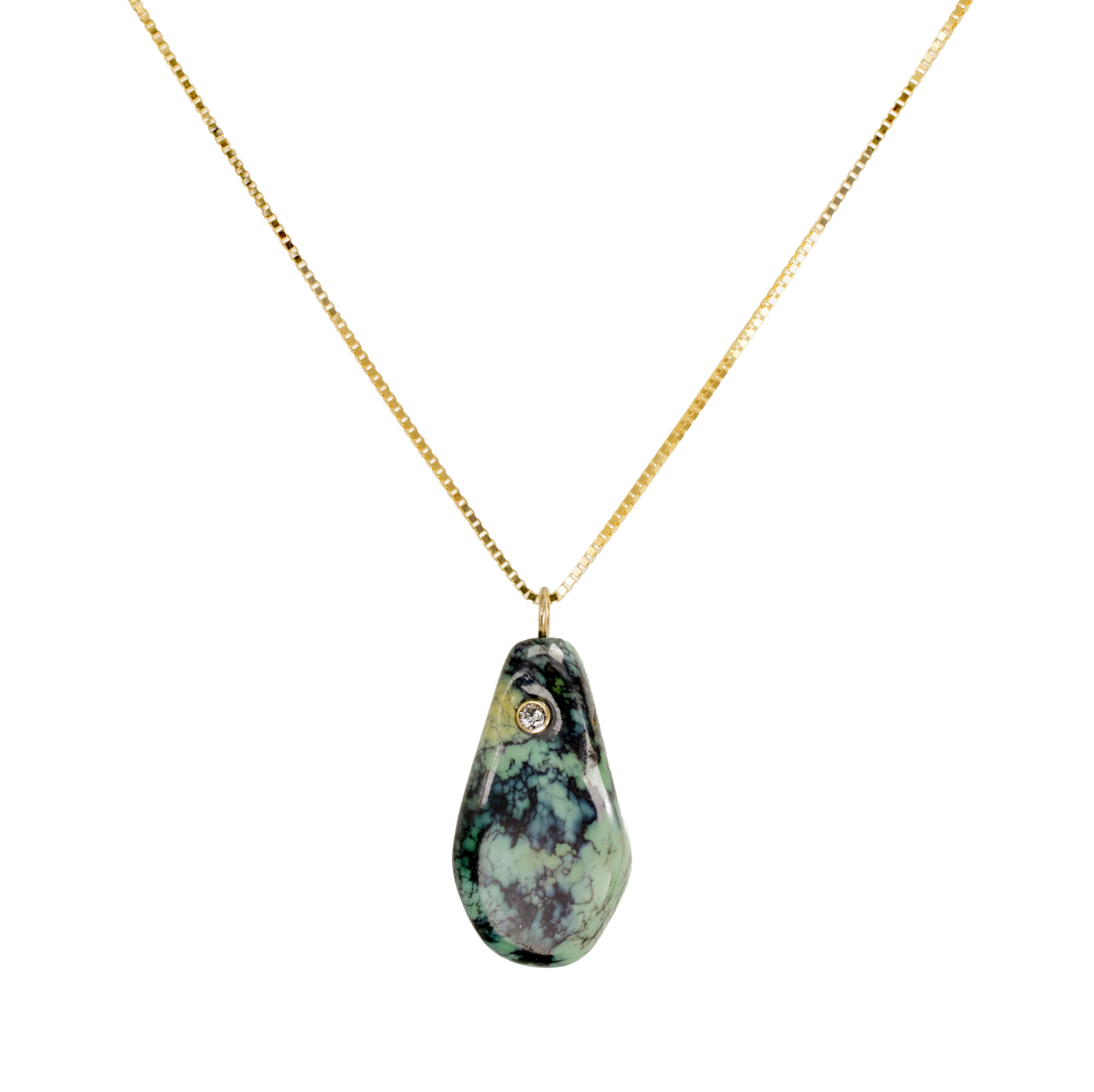 Kokoto Necklace – 14k Gold, Snowville Varíquoise & Diamond Pendant ...