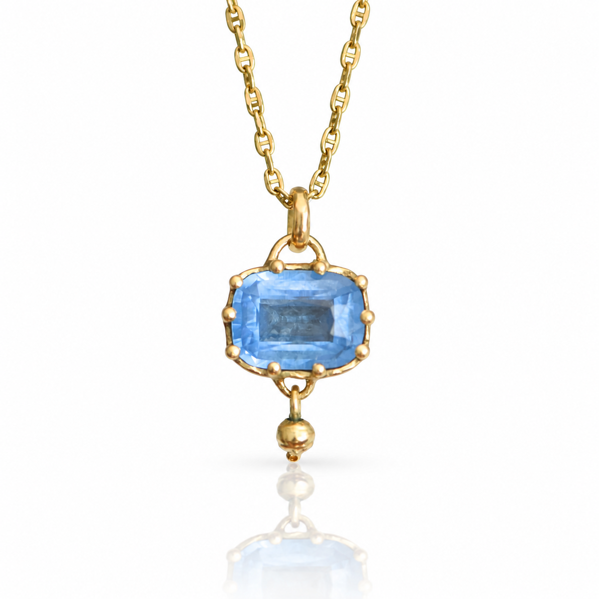 Lagoon Blue Aquamarine Pendant - 14K Gold