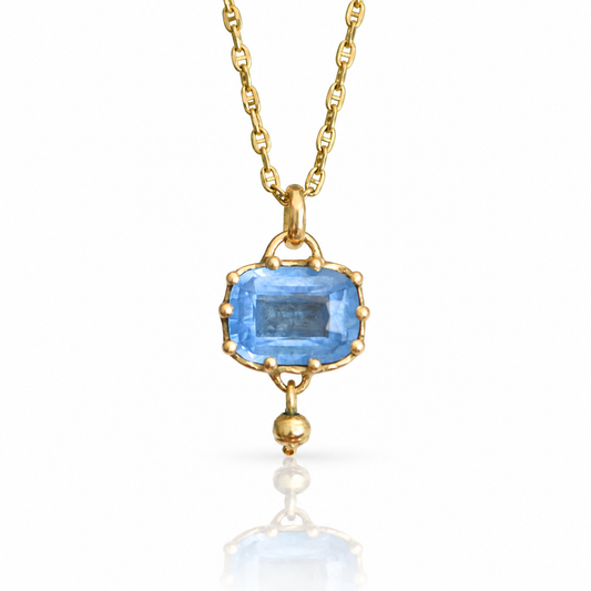 Lagoon Blue Aquamarine Pendant - 14K Gold