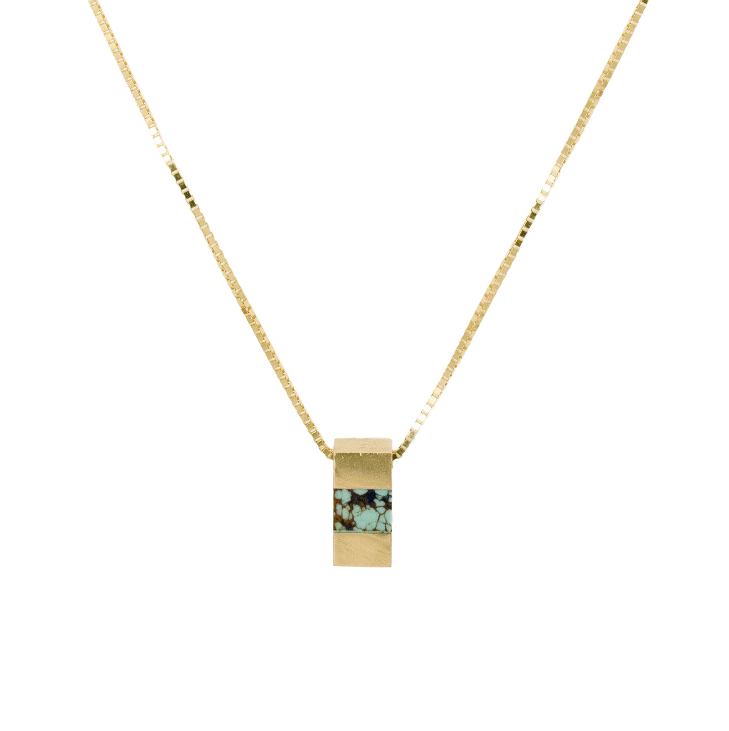 Large Luna Slide Necklace – 14k Gold & No. 8 Turquoise Pendant