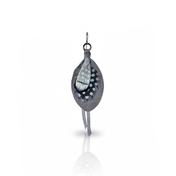 Leather & Feather Petite Earrings - Dusty Blue