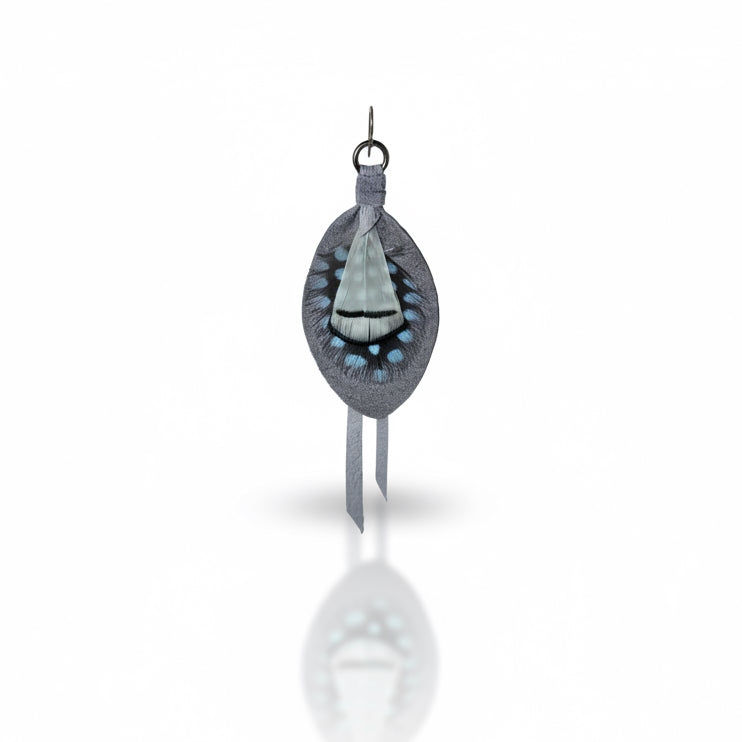 Leather & Feather Petite Earrings - Dusty Blue